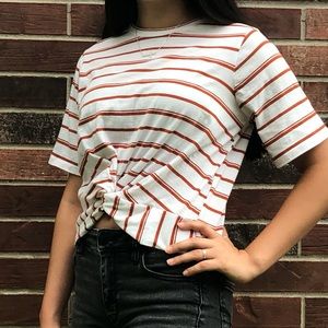 orange and white striped shirt